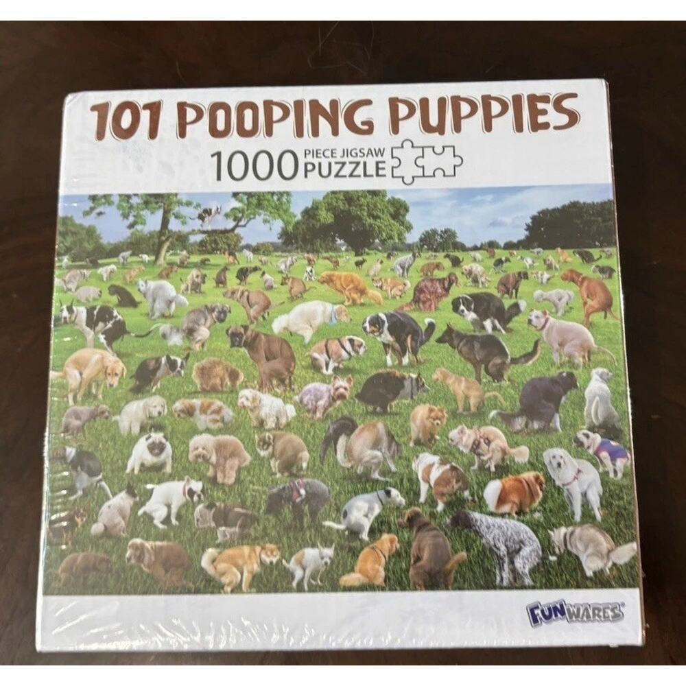 101 Pooping Puppies 1000 Piece Jigsaw Puzzle Sealed Funwares Funny Dogs Pups